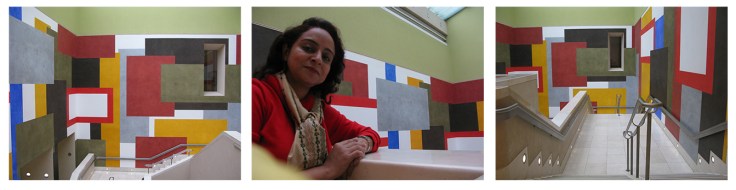 Coloured walls for the Barabara Hepworth exhibition. Copyright: Poulomi Das.