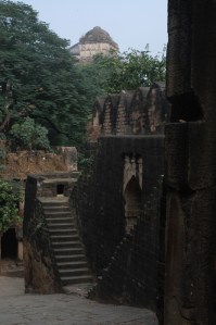 Steps and entrances leading to stories within the fort 